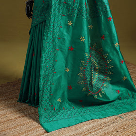 Bengal hand embroidery silk nakshi kantha saree 30