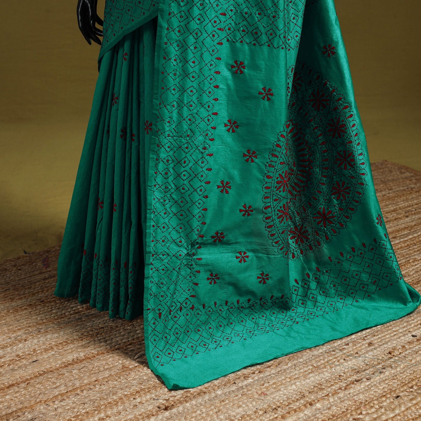 Bengal hand embroidery silk nakshi kantha saree 31