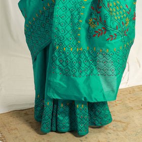  Buy Green Bengal Hand Embroidery Silk Nakshi Kantha Saree