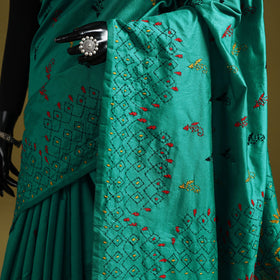 Bengal hand embroidery silk nakshi kantha saree 32