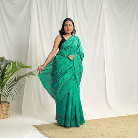  Buy Green Bengal Hand Embroidery Silk Nakshi Kantha Saree