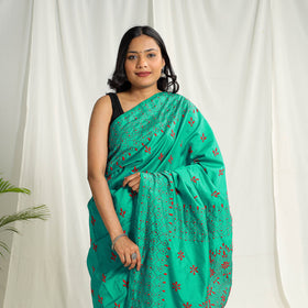  Buy Green Bengal Hand Embroidery Silk Nakshi Kantha Saree