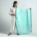  Bengal Handloom Linen Zari Buta Dupatta with Tassels 