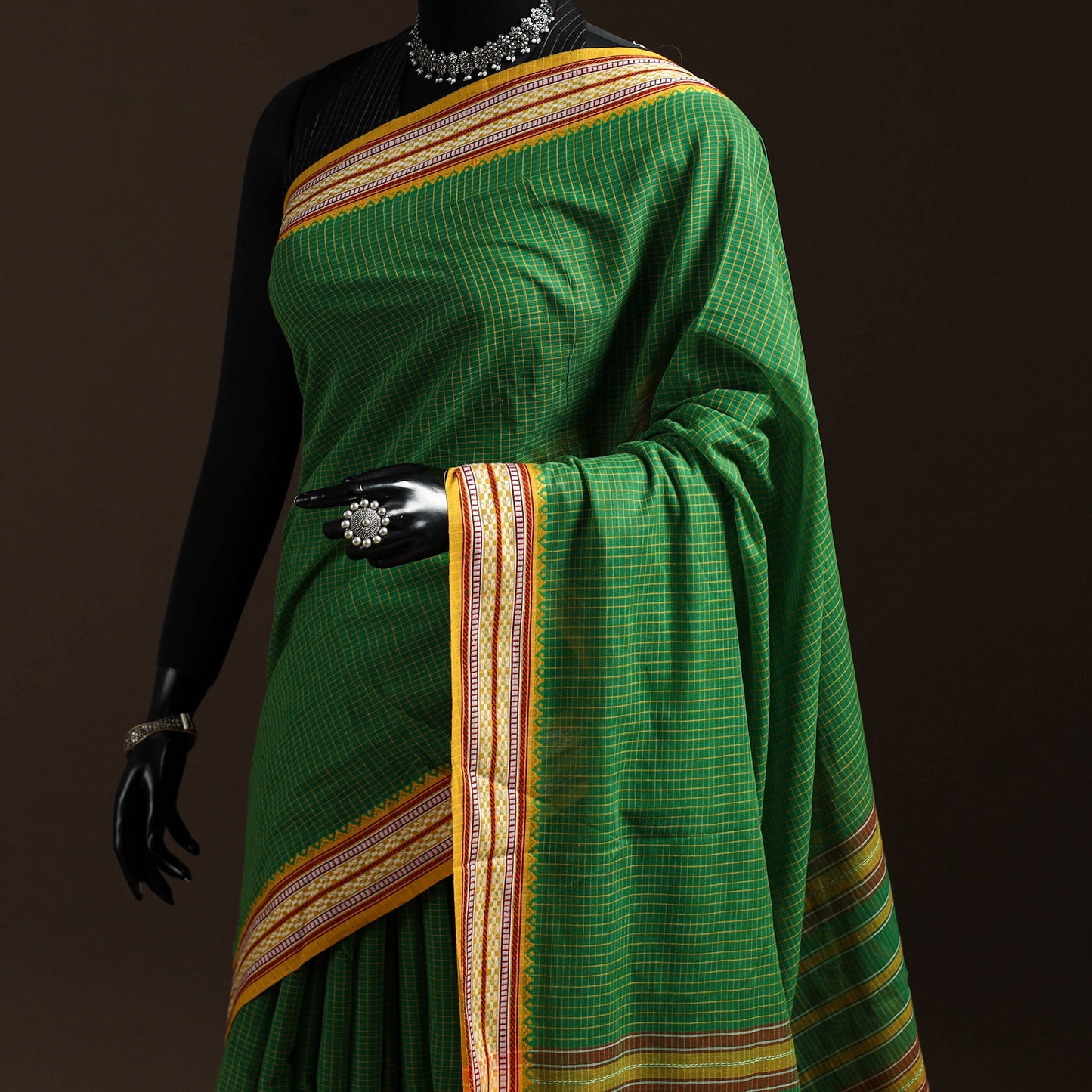 Green - bengal handwoven cotton begumpuri saree 28
