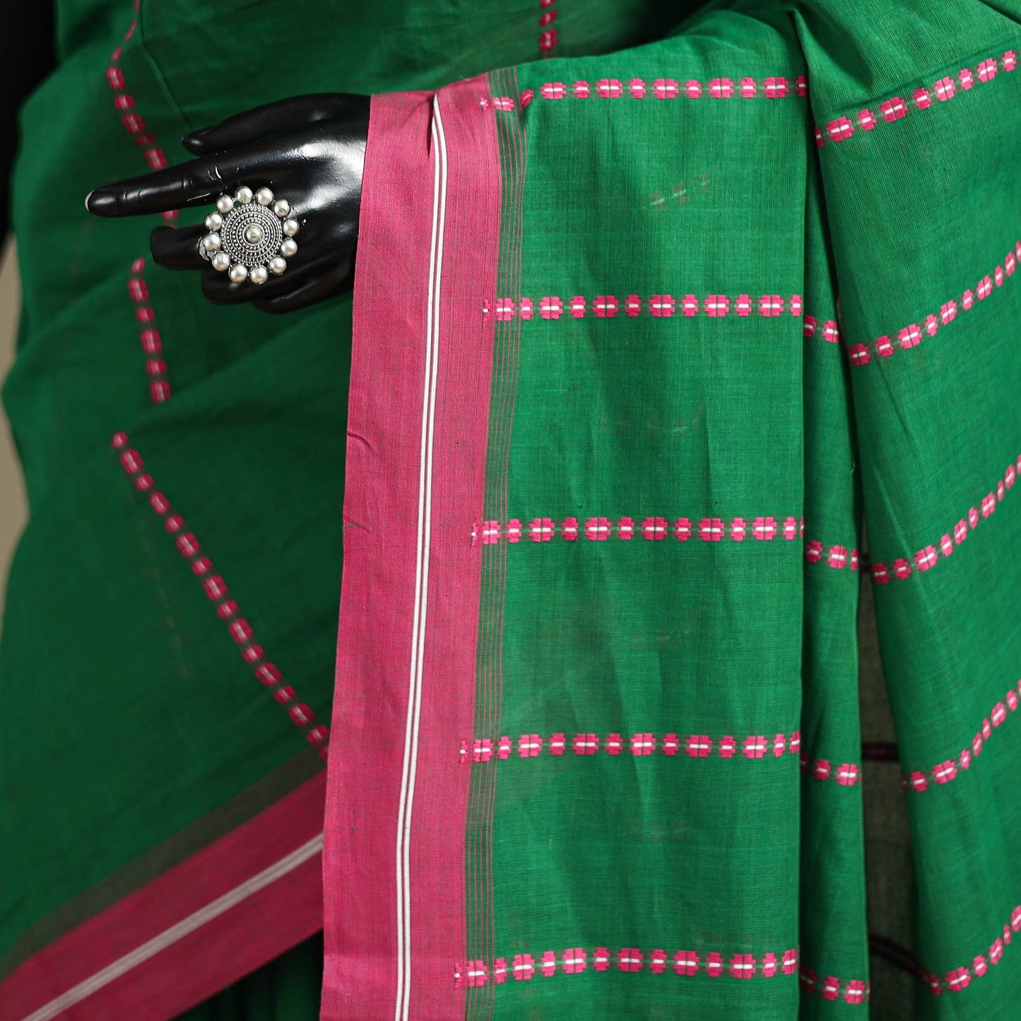Green - bengal handwoven cotton begumpuri saree 31