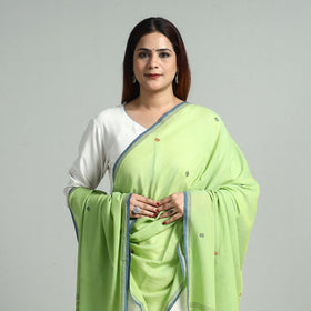 Green - bengal jamdani buti handloom cotton dupatta 31