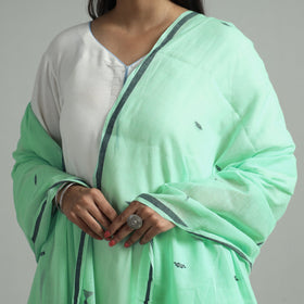 Green - bengal jamdani buti handloom cotton dupatta
