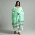 Green - bengal jamdani buti handloom cotton dupatta
