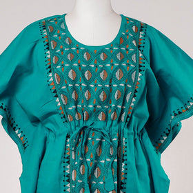 Buy Bengal Kantha Embroidery Cotton Kaftan with Tie-Up Waist (Long) Online at iTokri.com