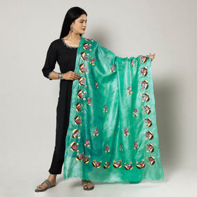 Buy Bengal Kantha Embroidery Tussar Silk Handloom Dupatta Online l iTokri.com