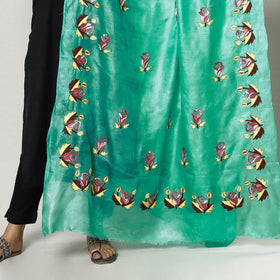 Buy Bengal Kantha Embroidery Tussar Silk Handloom Dupatta Online l iTokri.com