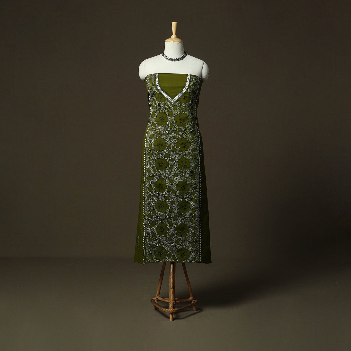 Bengal kantha hand embroidered cotton unstitched kurta