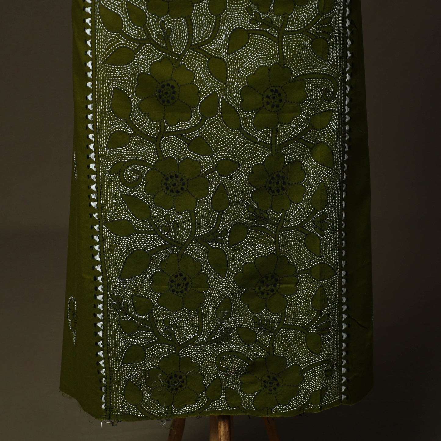 Bengal kantha hand embroidered cotton unstitched kurta