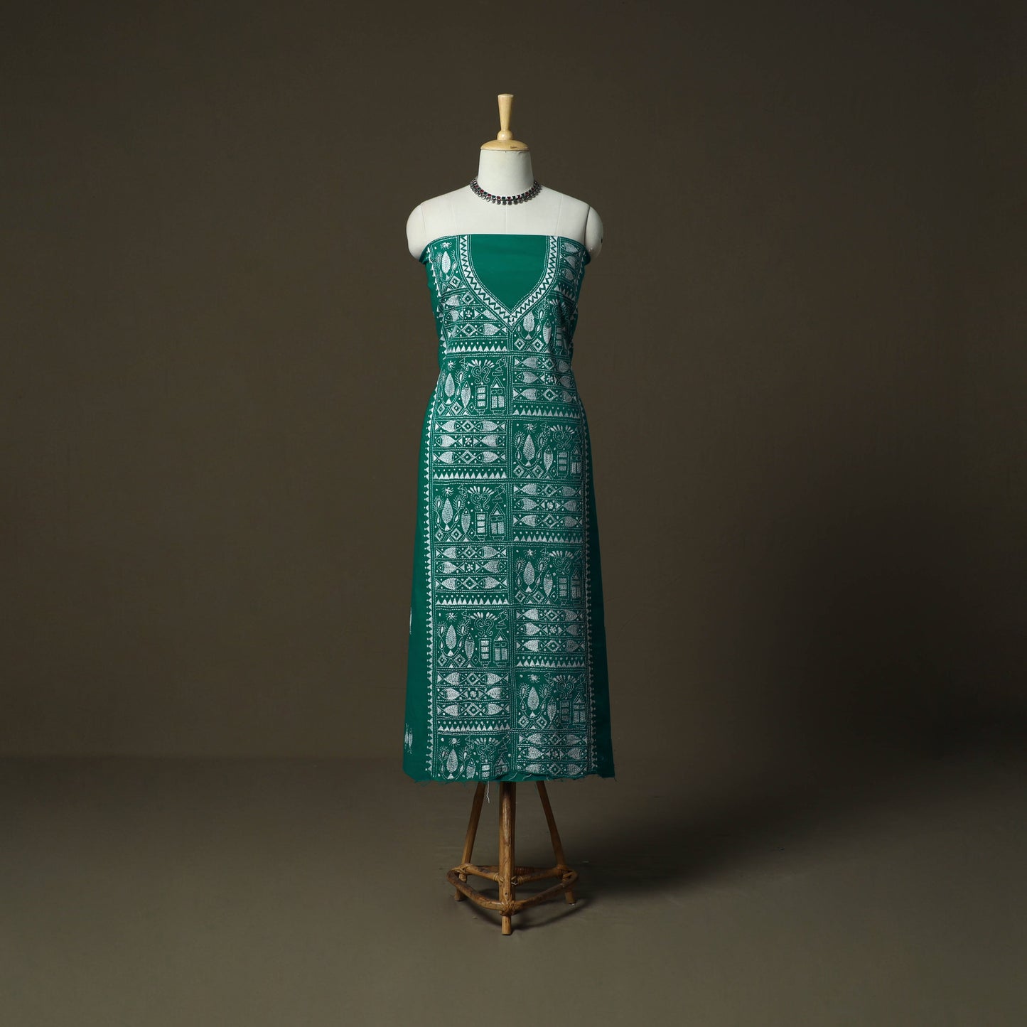 Bengal kantha hand embroidered cotton unstitched kurta