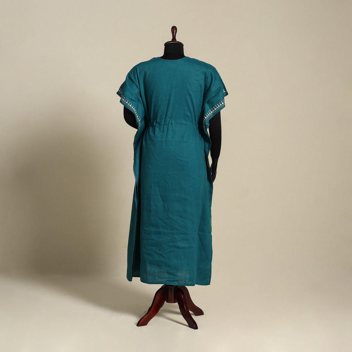 Green - bengal kantha hand embroidery cotton kaftan (long)