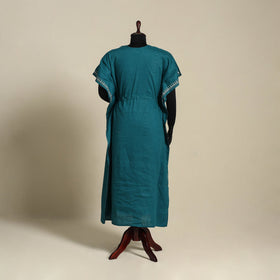Green - bengal kantha hand embroidery cotton kaftan (long)