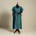 Green - bengal kantha hand embroidery cotton kaftan (long)