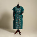 Green Bengal Kantha Hand Embroidery Cotton Kaftan (Long) 