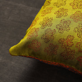 Buy Bengal Kantha Embroidery Reversible Silk Cushion Cover 06 Online at iTokri.com