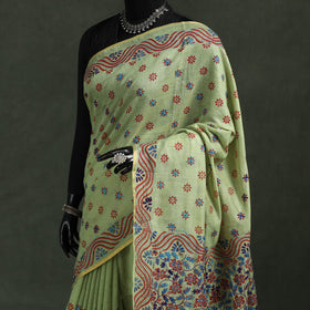 Bengal kantha hand embroidery silk cotton chapa work saree