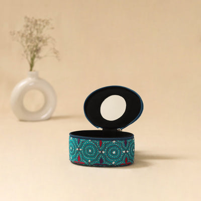 Bengal kantha work handcrafted oval jewellery box