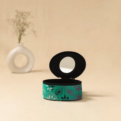 Bengal kantha work handcrafted oval jewellery box