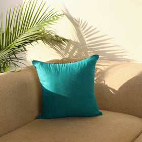  Green Bengal Kantha Work Reversible Silk Cushion Cover