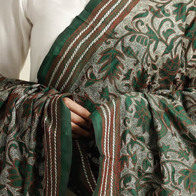  Bengal Nakshi Kantha Embroidery Tussar Silk Handloom Dupatta 