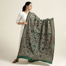  Bengal Nakshi Kantha Embroidery Tussar Silk Handloom Dupatta 