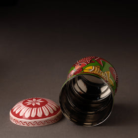 Green Bengal Patua Handpainted Stainless Steel Multi Utility Canister