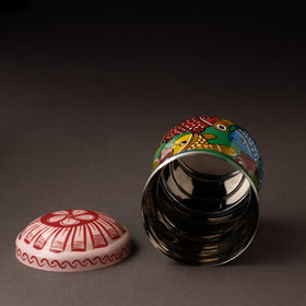 Green Bengal Patua Handpainted Stainless Steel Multi Utility Canister