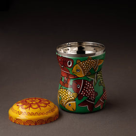 Multicolor Bengal Patua Handpainted Stainless Steel Multi Utility Canister