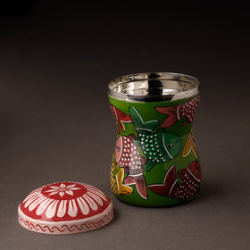 Green Bengal Patua Handpainted Stainless Steel Multi Utility Canister