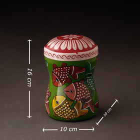 Green Bengal Patua Handpainted Stainless Steel Multi Utility Canister