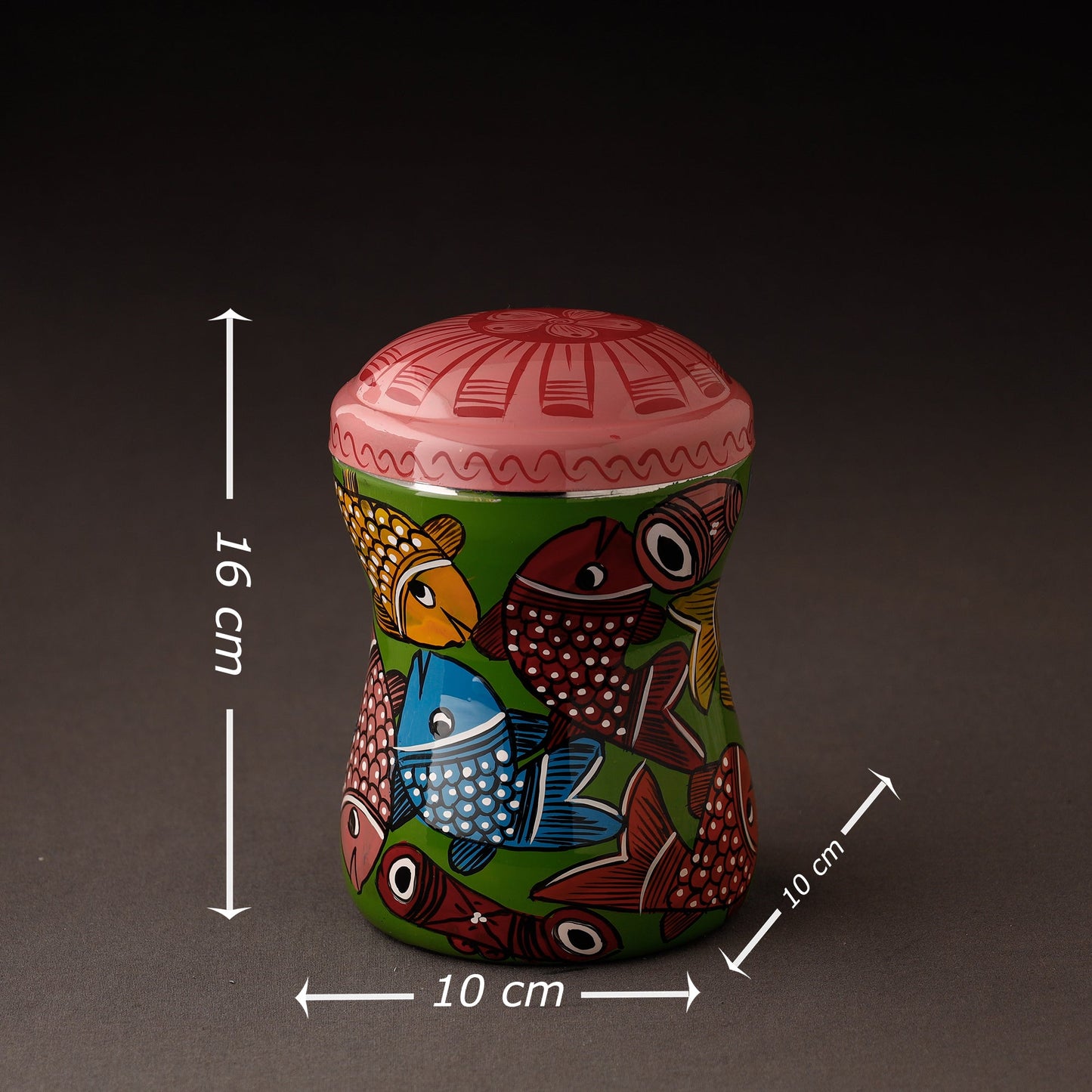 Multicolor Bengal Patua Handpainted Stainless Steel Multi Utility Canister