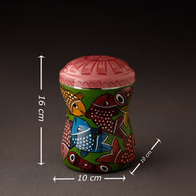Multicolor Bengal Patua Handpainted Stainless Steel Multi Utility Canister