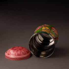 Multicolor Bengal Patua Handpainted Stainless Steel Multi Utility Canister