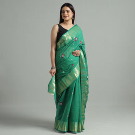 Green - bengal pure cotton zari tant handloom saree 64