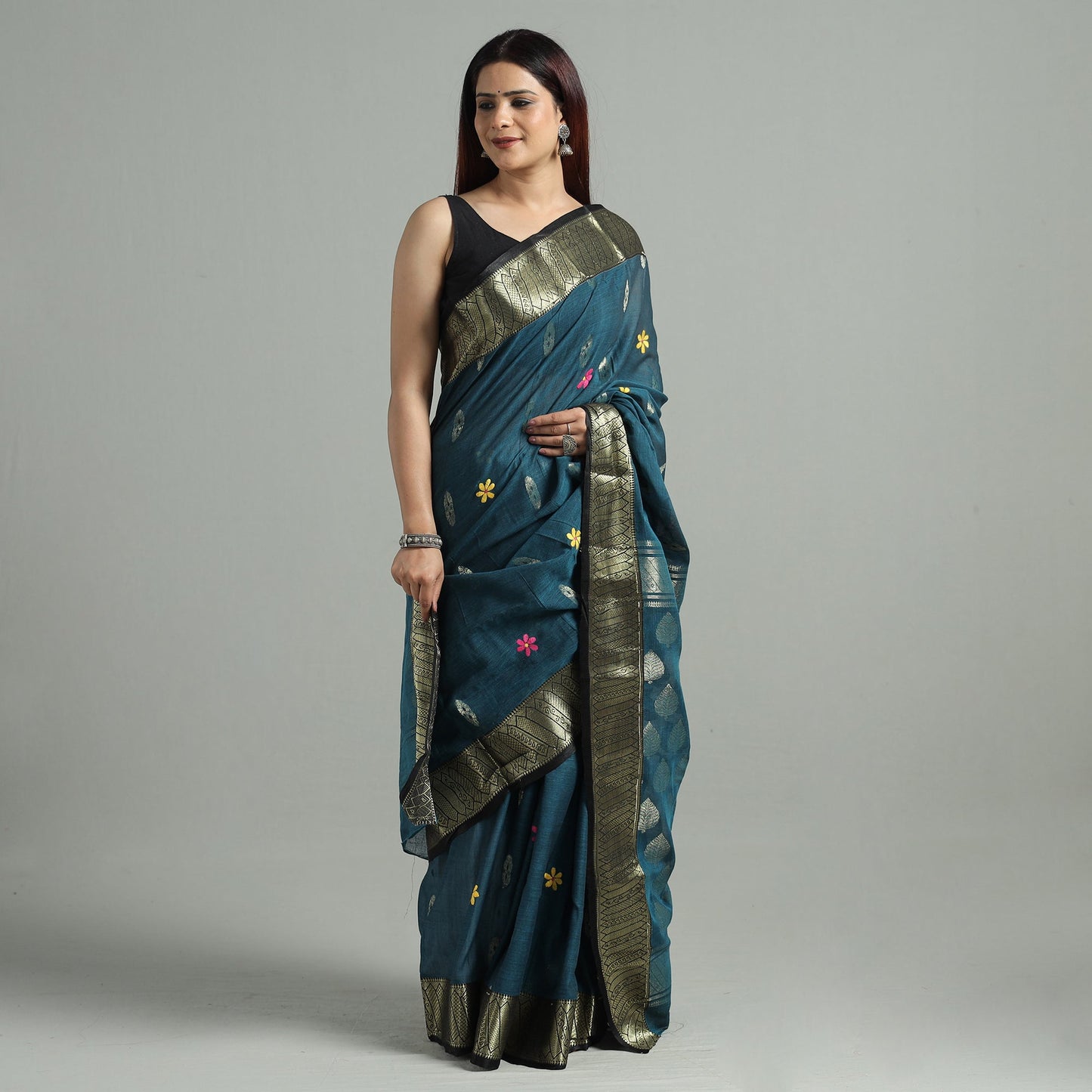 Green - bengal pure cotton zari tant handloom saree 68