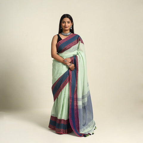 Buy Green Bengal Woven Border Handloom Cotton Saree