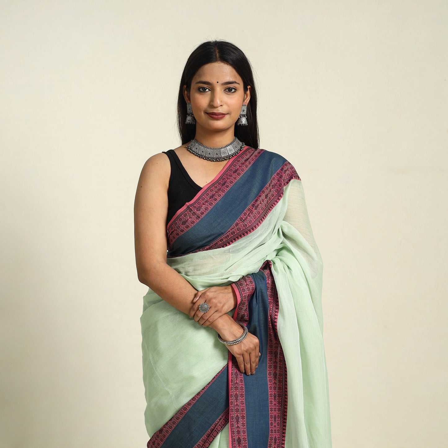 Buy Green Bengal Woven Border Handloom Cotton Saree