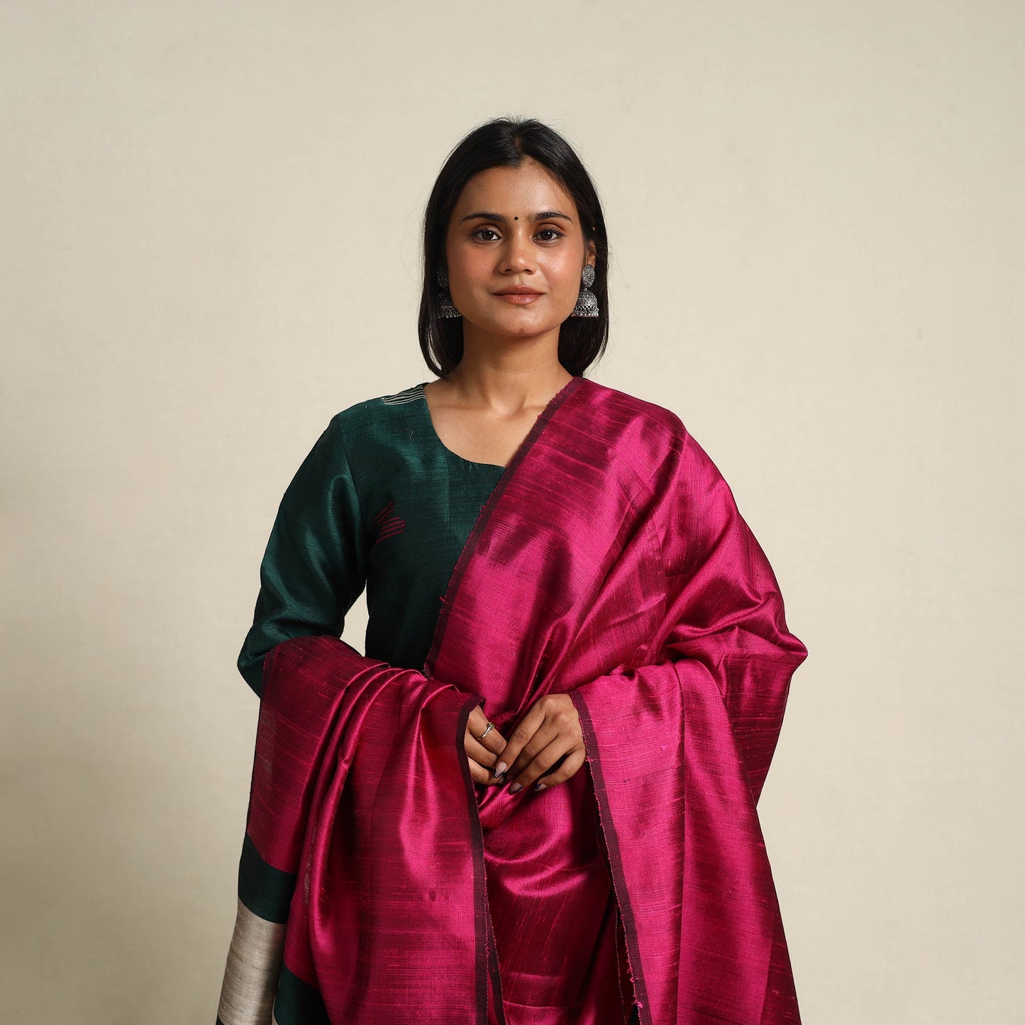 Green Bhagalpuri Handloom Tussar Silk Suit Set