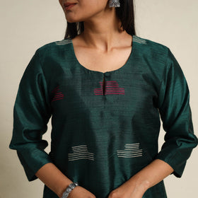 Green Bhagalpuri Handloom Tussar Silk Suit Set