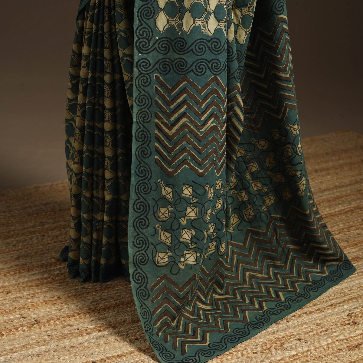 Green - bindaas art natural dyed cotton saree 23