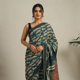 Green Bindaas Art Natural Dyed Cotton Block Print Saree