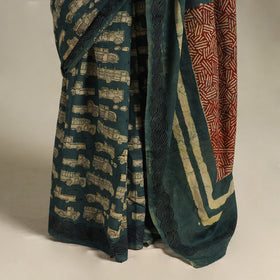 Green Bindaas Art Natural Dyed Cotton Block Print Saree