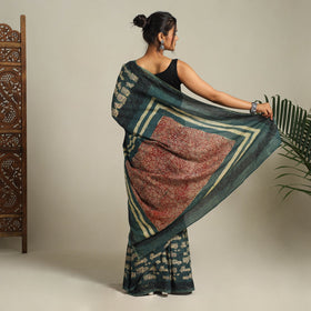 Green Bindaas Art Natural Dyed Cotton Block Print Saree