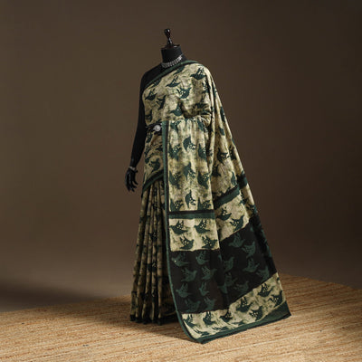 Green - bindaas art natural dyed cotton saree 05