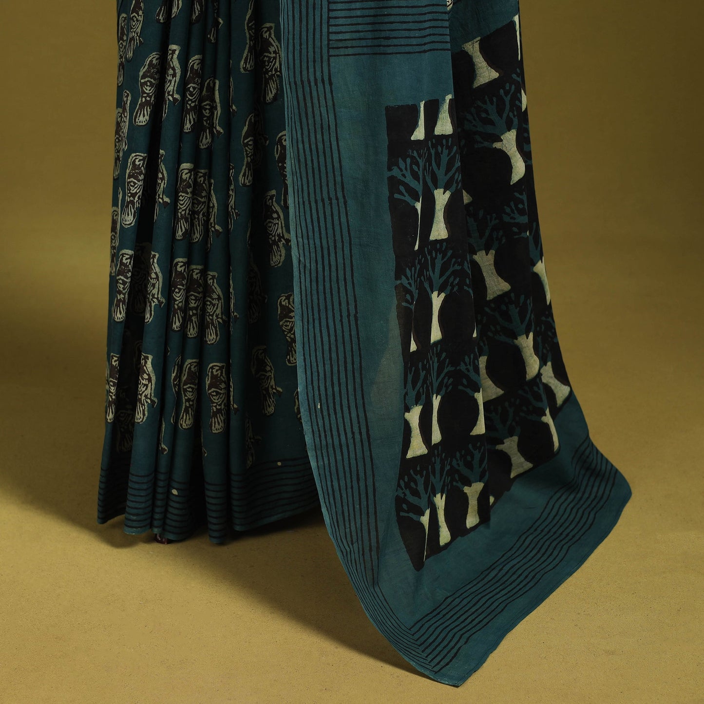 Green - bindaas art natural dyed cotton saree 07