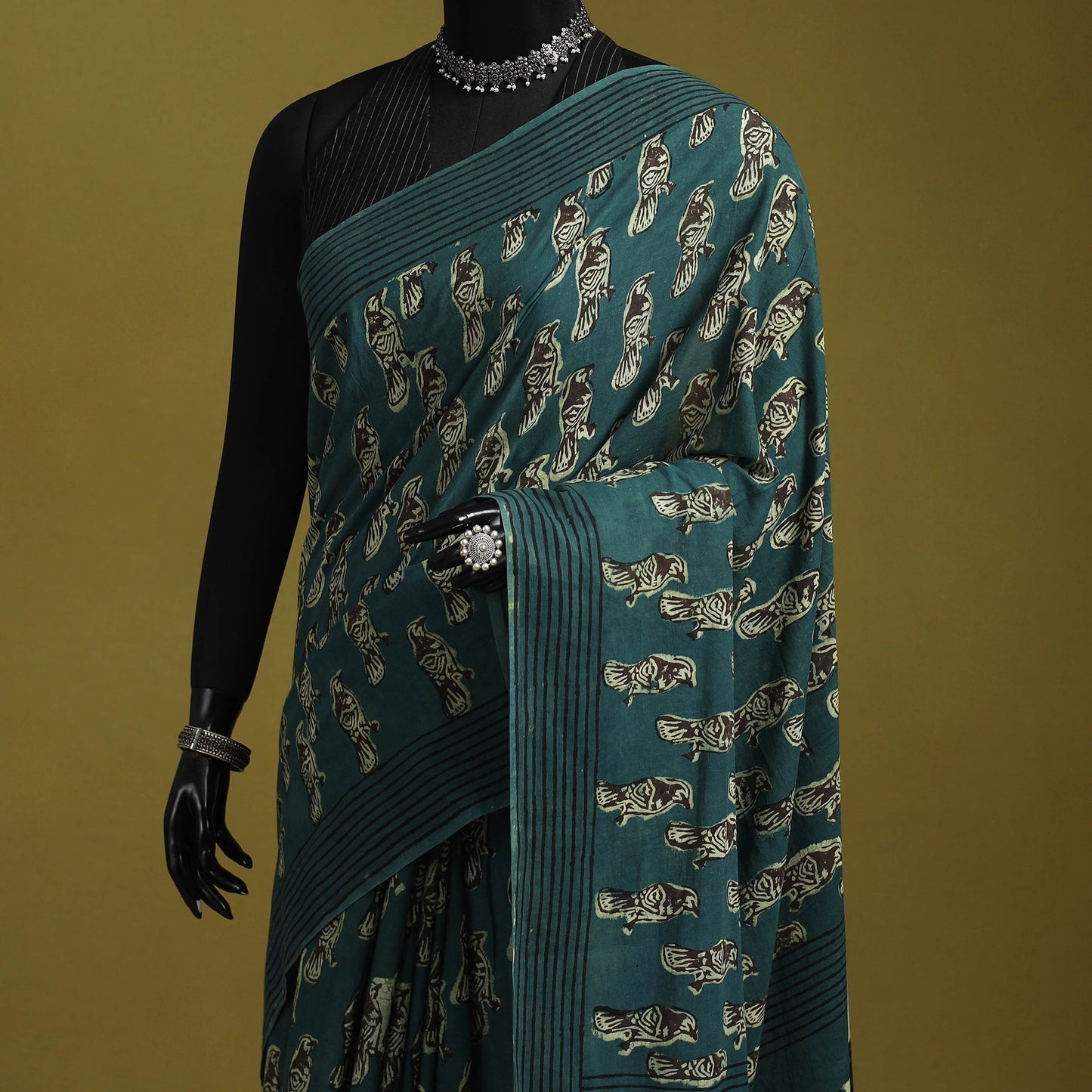 Green - bindaas art natural dyed cotton saree 07